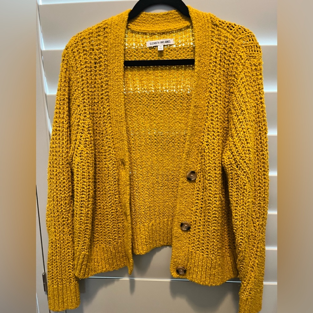Elizabeth And James Mustard Yellow Cardigan Sweater S… Gem